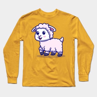 Cute Baby Sheep Walking Cartoon Long Sleeve T-Shirt
